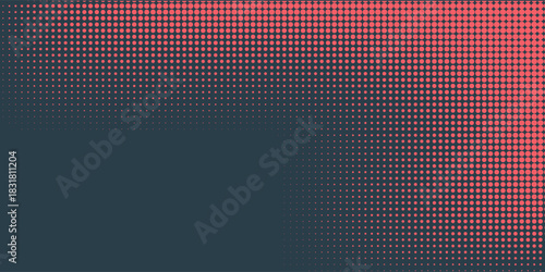 Circular Halftone Pattern Concentric Circles Frame Vector Red Black Colour Abstract Background. Mod Minimalist Art Half Tone Graphics Rippled Structure