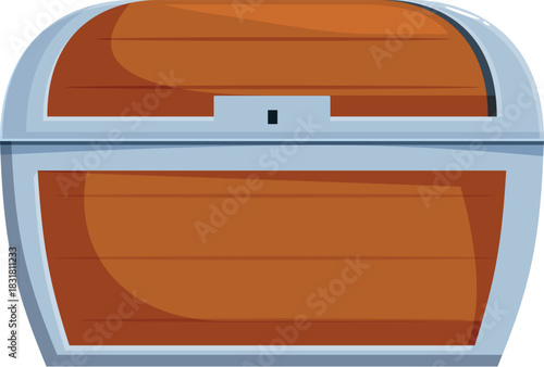 Secure wooden treasure chest safeguarding valuable treasures, evoking mystery and adventure