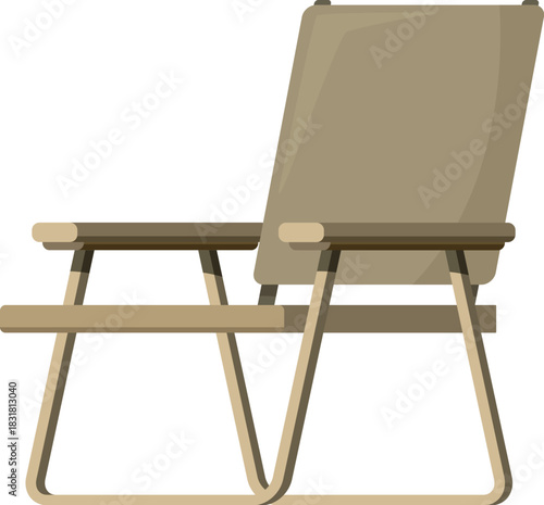 Wooden camping chair with fabric backrest, ideal for outdoor relaxation