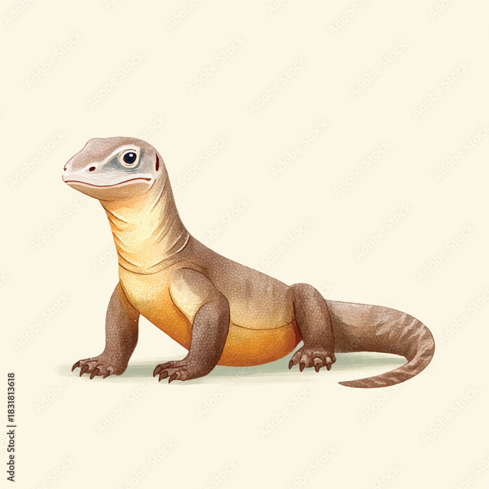 Obraz premium Komodo Dragon Illustration. Detailed Monitor Lizard Digital Art