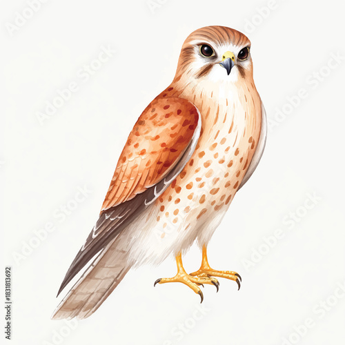 Majestic Kestrel Bird Watercolor Illustration