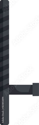 Black police baton with diagonal stripes on the main shaft and side handle grip