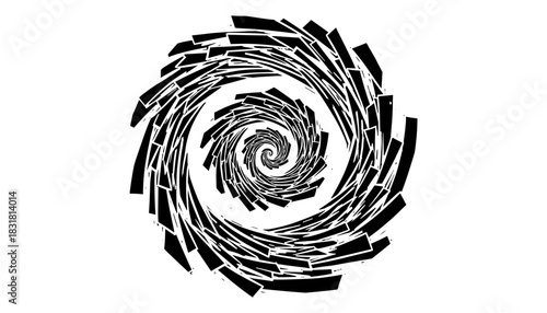 Dynamic abstract spiral design with grunge pattern on white background
