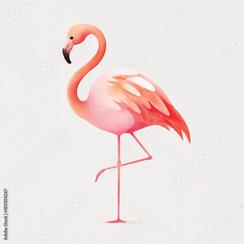 Elegant Pink Flamingo Watercolor Illustration