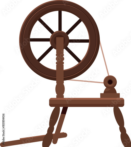 Classic wooden spinning wheel, a timeless tool for creating yarn from natural fibers