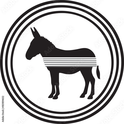Democratic Donkey Political Symbol, USA Democrat Party Mascot Vector Logo, Political Election Icon