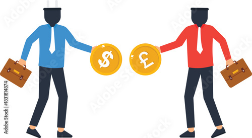 Currency Exchange International Business Financial Partnership Global Trade Dollar Pound Business Deal Economic Connection Forex Trading Investment Concept Corporate Agreement Power Connection