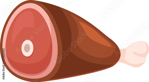 Cartoon pork meat ham leg icon representing butchery, food, protein, cooking, and meal preparation