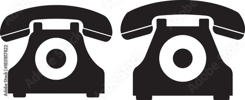 Two vintage rotary telephone silhouettes