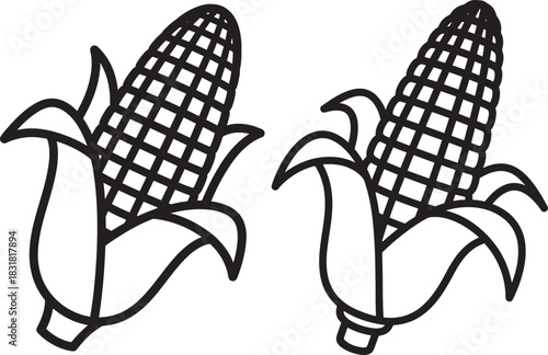 Two corn cobs silhouette