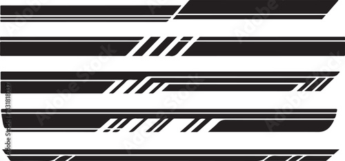 Set of modern black and white vector racing stripes and car decals for vehicle design
