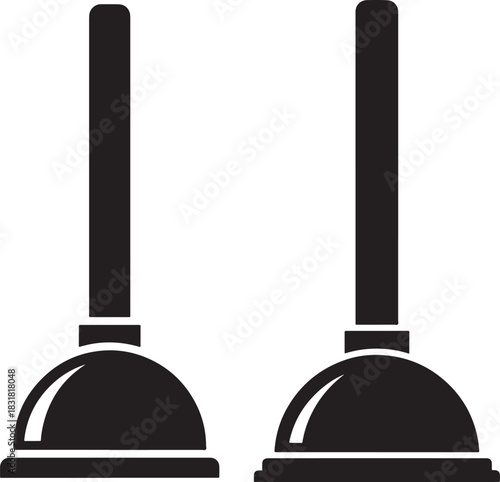 Two plunger silhouettes for plumbing needs