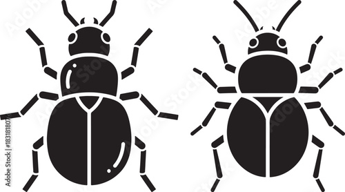 Two black beetle insect silhouettes