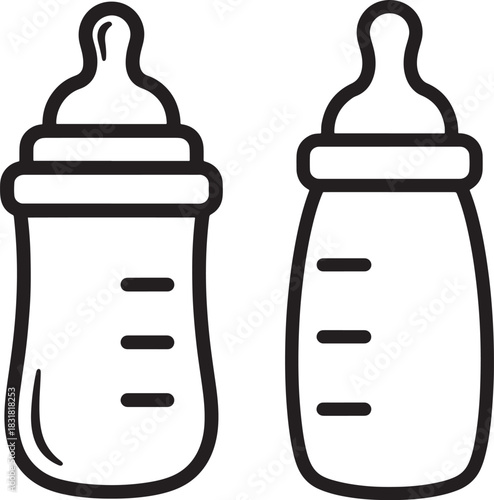 Two baby bottles silhouette