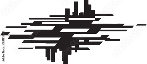 Abstract black and white geometric pattern with dynamic lines and energetic modern shapes