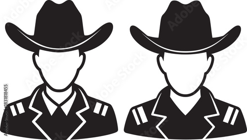 Two cowboy silhouettes wearing jackets