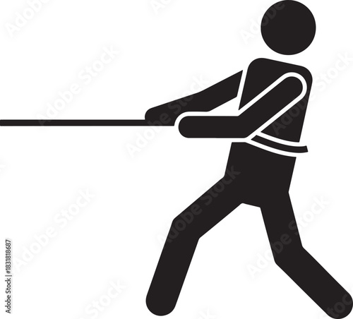 Person pulling rope silhouette