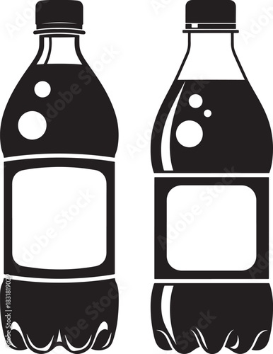 Two dark soda bottles silhouette