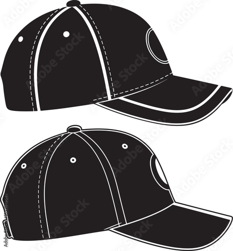 Two baseball caps silhouette