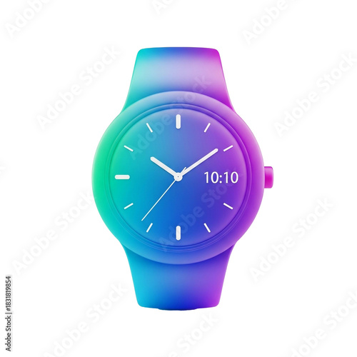 vibrant gradient smartwatch with rainbow cyan purple tones and sleek modern design