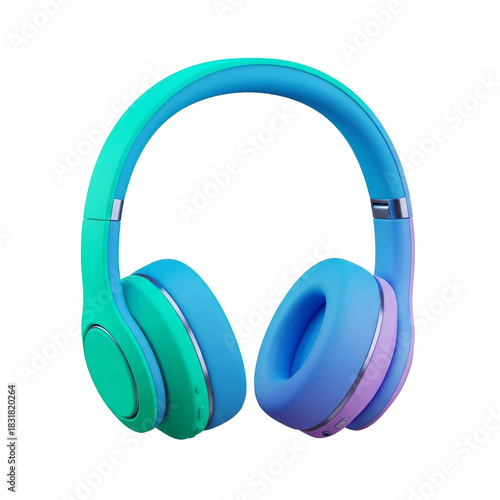 Vibrant over-ear headphones in shades of blue and green, perfect for music enjoyment.