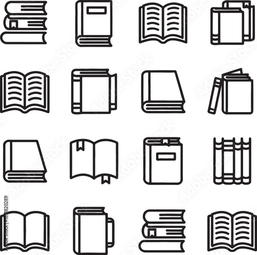 set of books icons