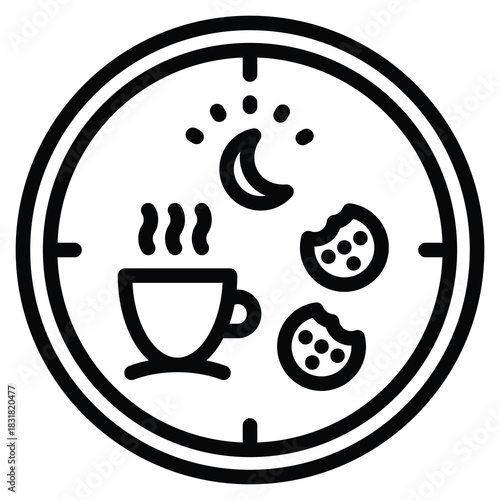 Midnight snack Icon Line Vector Illustration