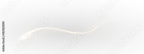 Twirling light ribbon with glittering particles and radiant golden glow effect