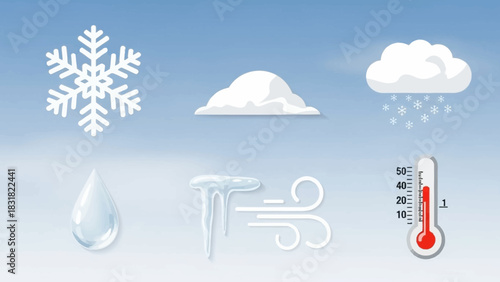 A festive christmas and winter weather vector set, featuring a collection of cold season icon illustrations