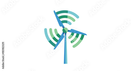 Modern Wind Turbine Generating Clean Energy, Generative AI.