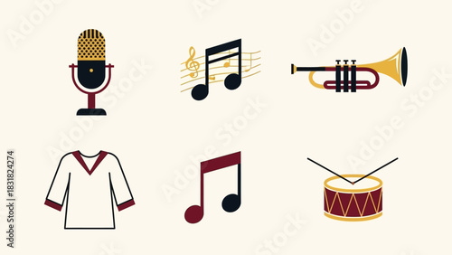 Christmas Winter Vector Set Collection of Music and Performance Icons