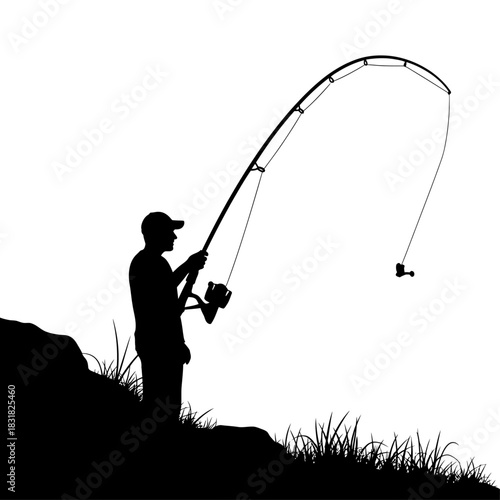 silhouette of a fisherman