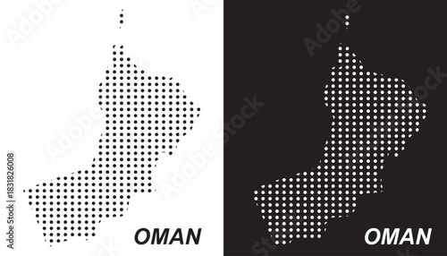 Oman Dot Map Vector, Digital Geometric Silhouette, Infographic Template, Point Scale Technology Concept, Arabian Peninsula Country EPS