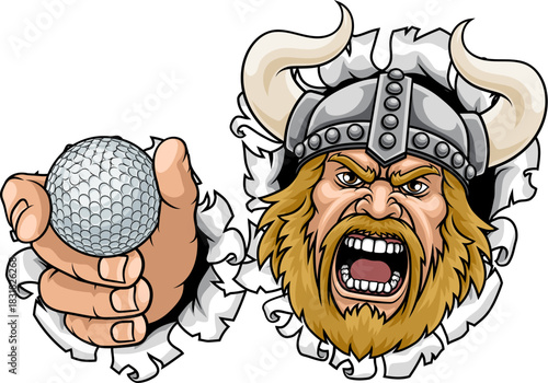 A Viking man holding Golf b...