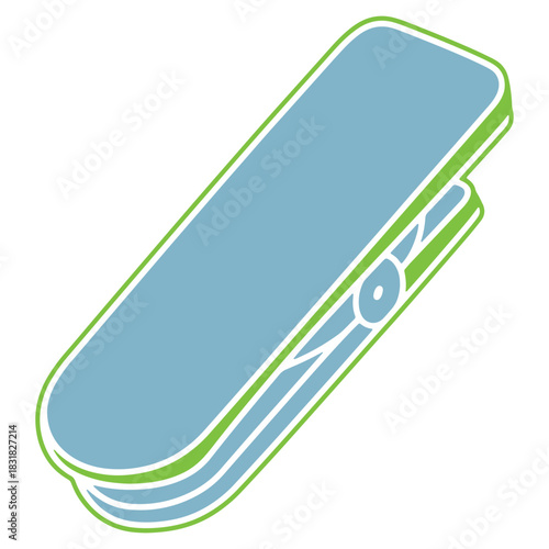 Minimalist clothes peg illustration in pastel blue and green great for laundry and household themed projects