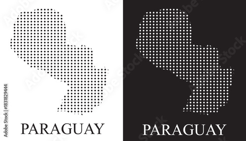 Paraguay Dot Map Vector, Digital Geometric Silhouette, Infographic Template, Point Scale Technology Concept, South America Country EPS
