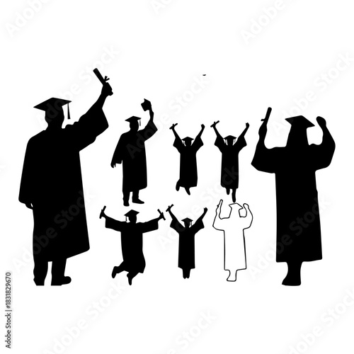 celebrating graduation vector silhouette pack