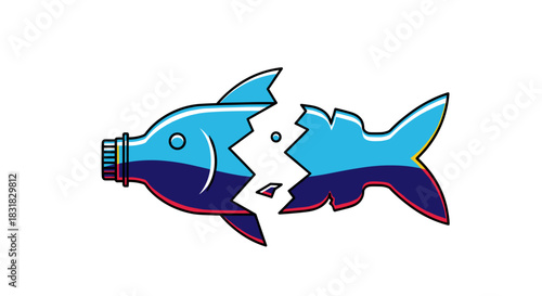 A broken fish made from a discarded plastic bottle powerfully symbolizes the devastating impact of ocean pollution on marine life and ecosystems.