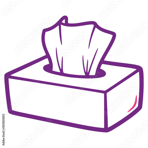 Purple Tissue Box Illustration for Cleanliness and Hygiene with Fresh Tissues Ready to Use at Home or in the Office