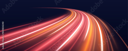 Orange neon curves twist dynamically across a transparent background. The glowing arcs convey motion, speed, and futuristic energy. Perfect for tech and digital projects. 