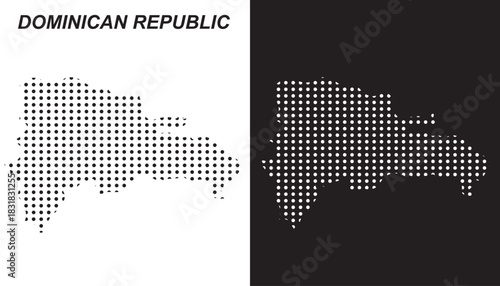 Dominican Republic Dot Map Vector, Digital Geometric Silhouette, Infographic Template, Caribbean Island Country Point Scale Technology Concept EPS