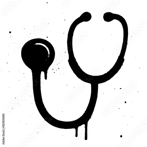 Bold black graphic stethoscope for medical designs, healthcare projects and modern wellness campaigns with artistic flair
