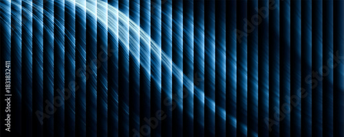Glass gradient texture with teal and navy ripple pattern and smooth light distortion. Wavy abstract flow, futuristic blur effect, reeded vertical displacement.