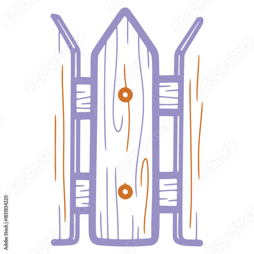 Whimsical Hand Drawn Fence Illustration with Rustic Wood Grain and Soft Color Palette perfect for garden themes and home decor projects