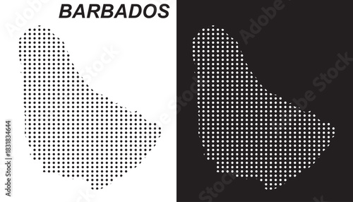 Barbados Dot Map Vector, Digital Geometric Silhouette, Infographic Template, Caribbean Island Country Point Scale Technology Concept EPS