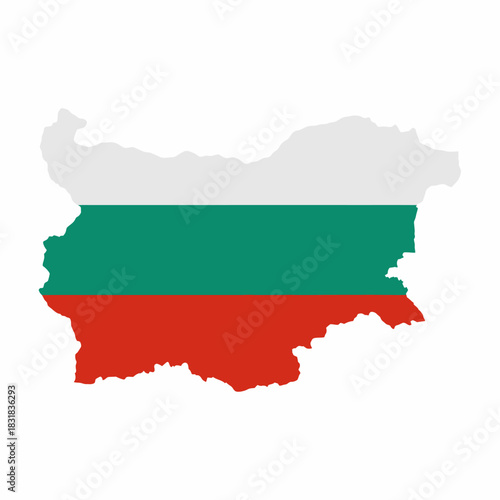 Map of Bulgaria Filled with National Flag