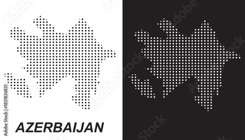 Azerbaijan Dot Map Vector, Digital Geometric Silhouette, Infographic Template, Point Scale Technology Concept, Caucasus Asia Country EPS