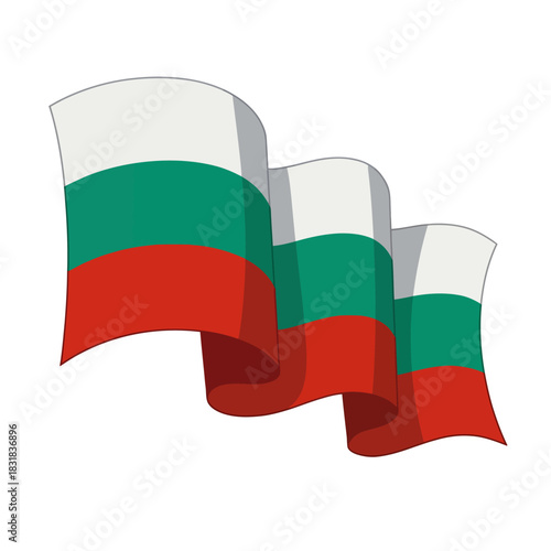 Waving Flag of Bulgaria Vector. Iconic National Symbol.