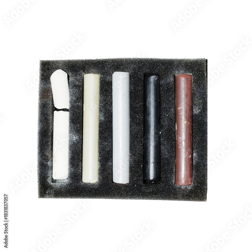 Set of Drawing Sauce Sticks in Foam Holder – Art Supplies Isolated on a Transparent Background