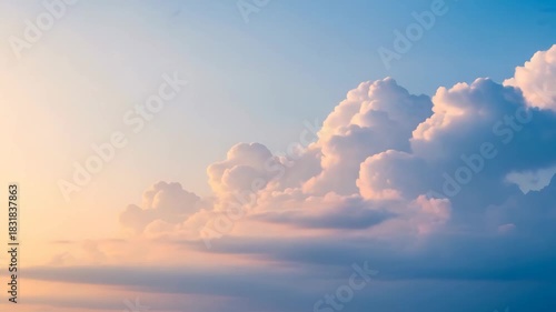 Beautiful Sunset Sky with Fluffy Clouds Time Lapse - Serene and Calm Atmosphere